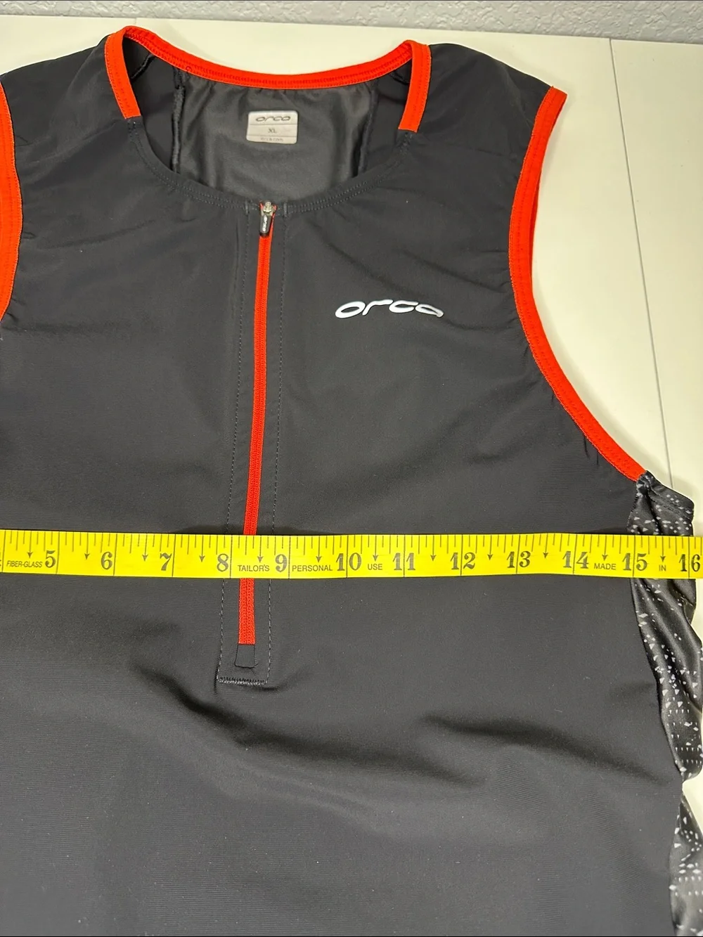 Orca Men's 226 Triathlon Top with Red Trim Sleeveless Stretchskin Swim Top XL